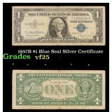 1957B $1 Blue Seal Silver Certificate Grades vf+