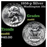 1958-p Washington Quarter Silver 25c Grades GEM+ U