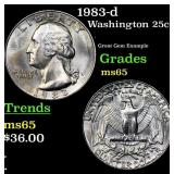 1983-d Washington Quarter 25c Grades GEM Unc