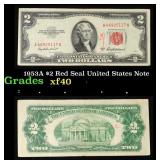 1953A $2 Red Seal United States Note Grades xf