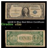 1935E $1 Blue Seal Silver Certificate Grades vf, v