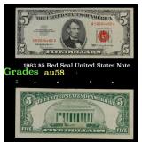 1963 $5 Red Seal United States Note Grades Choice