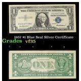 1957 $1 Blue Seal Silver Certificate Grades vf++
