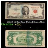 1953B $2 Red Seal United States Note Grades vf++
