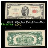 1953B $2 Red Seal United States Note Grades xf