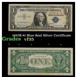 1957B $1 Blue Seal Silver Certificate Grades vf++