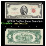 1953B $2 Red Seal United States Note Grades AU Det