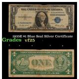 1935E $1 Blue Seal Silver Certificate Grades vf+