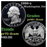 1986-s Proof Washington Quarter 25c Grades GEM++ P
