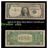 1957A $1 Blue Seal Silver Certificate Grades vf+
