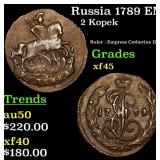 Russia 1789 EM 2  Kopek C# 58.3 Grades xf+