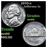 1970-s Jefferson Nickel 5c Grades GEM+ Unc