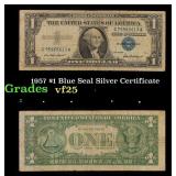 1957 $1 Blue Seal Silver Certificate Grades vf+