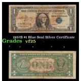 1957B $1 Blue Seal Silver Certificate Grades vf+