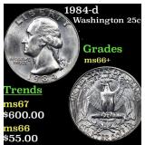 1984-d Washington Quarter 25c Grades GEM++ Unc