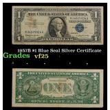 1957B $1 Blue Seal Silver Certificate Grades vf+