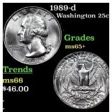 1989-d Washington Quarter 25c Grades GEM+ Unc