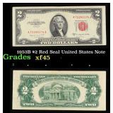 1953B $2 Red Seal United States Note Grades xf+