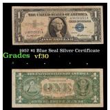 1957 $1 Blue Seal Silver Certificate Grades vf++