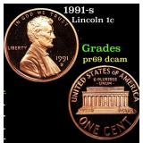 1991-s Proof Lincoln Cent 1c Grades GEM++ Proof De