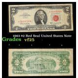 1963 $2 Red Seal United States Note Grades vf+