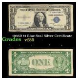 1935D $1 Blue Seal Silver Certificate Grades vf++