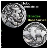 Hobo Buffalo Nickel 5c Grades Hand Carved
