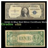 1935G $1 Blue Seal Silver Certificate Grades vf+ M