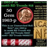 BU Shotgun Lincoln 1c roll, 1963-p 50 pcs Dunbar W