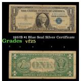 1957B $1 Blue Seal Silver Certificate Grades vf+