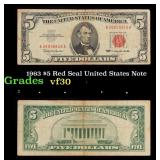 1963 $5 Red Seal United States Note Grades vf++
