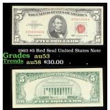 1963 $5 Red Seal United States Note Grades Select