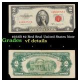 1953B $2 Red Seal United States Note Grades vf det