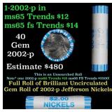 BU Shotgun Jefferson 5c roll, 2002-p 40 pcs Bank $