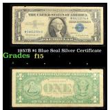 1957B $1 Blue Seal Silver Certificate Grades f+