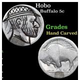 Hobo Buffalo Nickel 5c Grades Hand Carved
