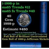 BU Shotgun Jefferson 5c roll, 1998-p 40 pcs Bank $