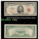 1963 $5 Red Seal United States Note Grades vf++