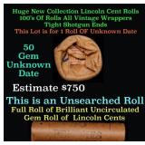 BU Shotgun Lincoln 1c roll, Unknown Date 50 pcs Ba
