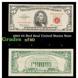 1963 $5 Red Seal United States Note Grades xf