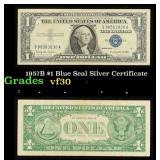 1957B $1 Blue Seal Silver Certificate Grades vf++