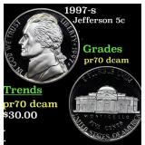 1997-s Proof Jefferson Nickel 5c Grades GEM++ Proo