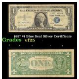 1957 $1 Blue Seal Silver Certificate Grades vf+