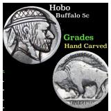 Hobo Buffalo Nickel 5c Grades Hand Carved