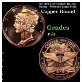 1oz .999 Fine Copper Bullion Round - Mercury Dime