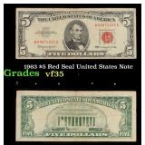 1963 $5 Red Seal United States Note Grades vf++