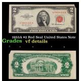 1953A $2 Red Seal United States Note Grades vf det