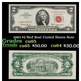 1963 $2 Red Seal United States Note Grades Gem CU