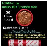 BU Shotgun Lincoln 1c roll, 1981-d 50 pcs Dunbar W