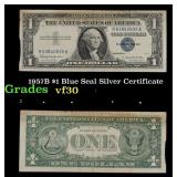 1957B $1 Blue Seal Silver Certificate Grades vf++